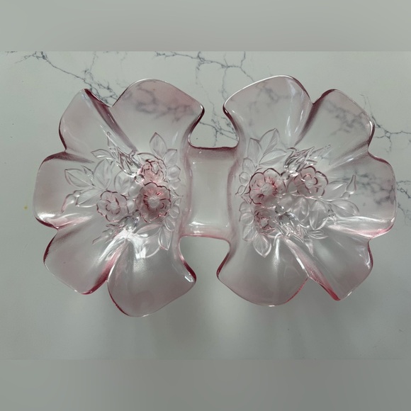 Mikasa Rosella Pink Glass Double Relish Bowls